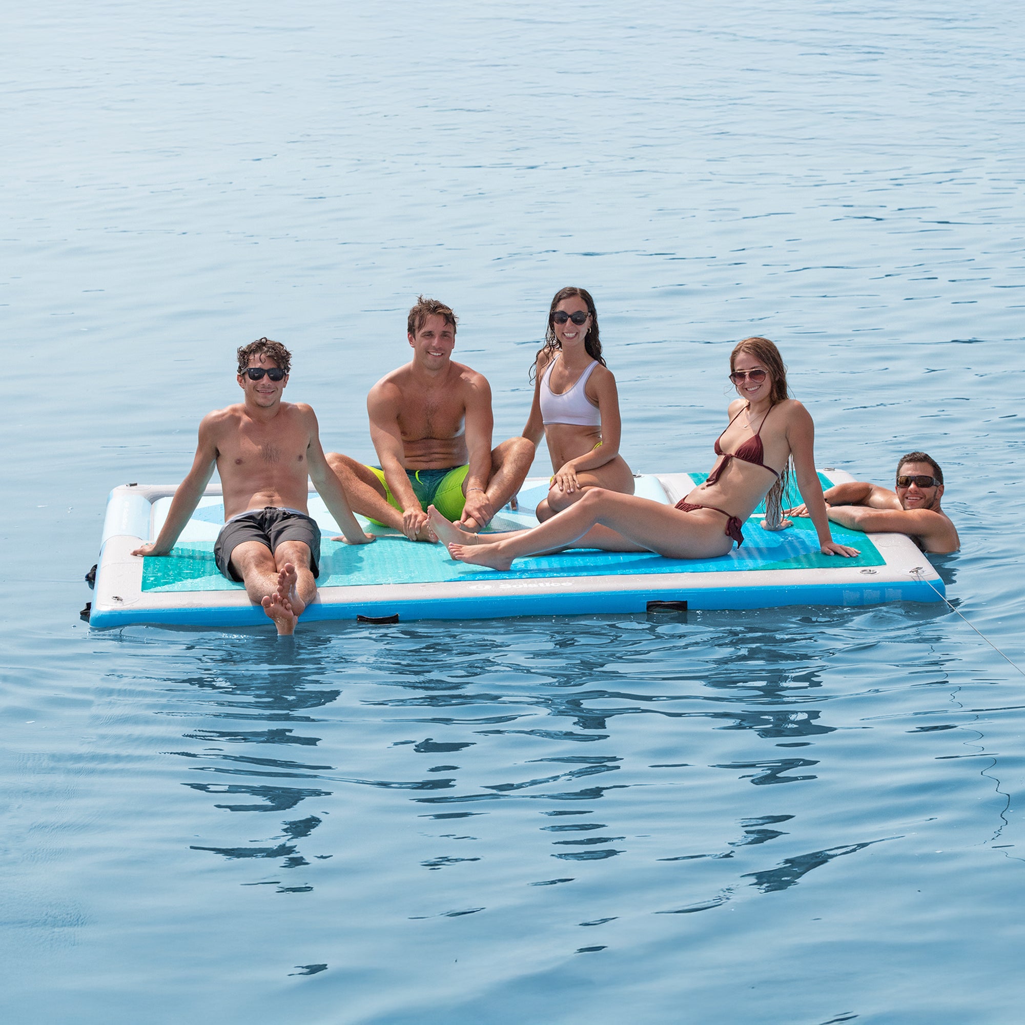 Solstice 10' x 8' Inflatable Floating Slide Dock with Pump and Bag (For Parts)