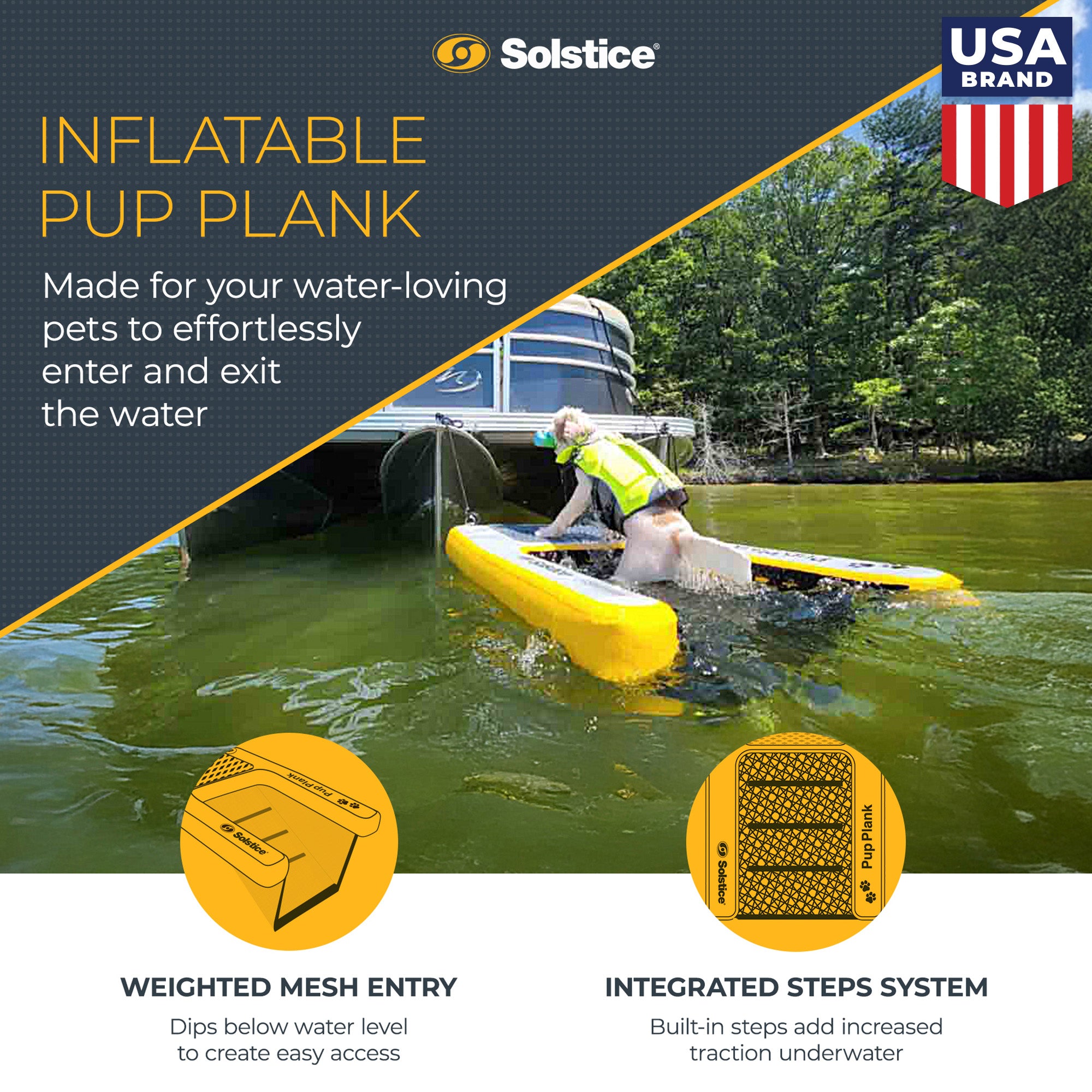 Solstice Inflatable Pup Plank Mini Dog Ramp Water Float Ladder Step, Multicolor - VMInnovations