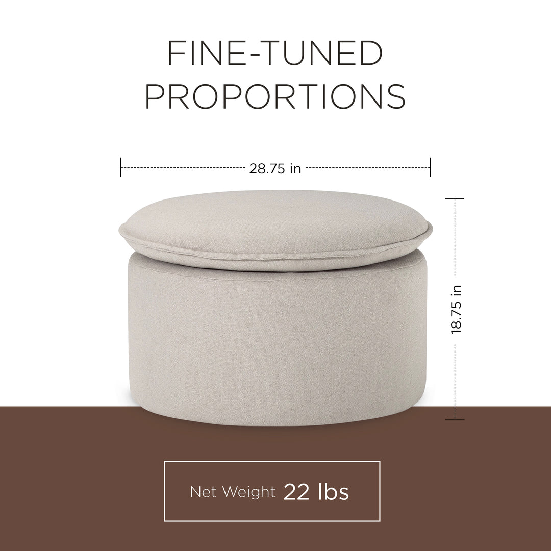 Maven Lane Lyra Contemporary Ottoman in Dove Fabric Upholstery - VMInnovations