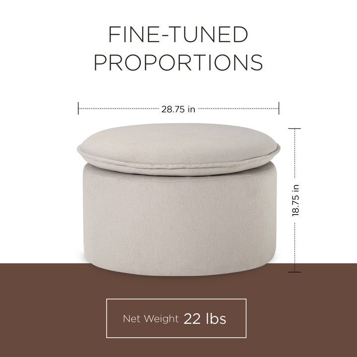 Maven Lane Lyra Contemporary Ottoman in Dove Fabric Upholstery - VMInnovations