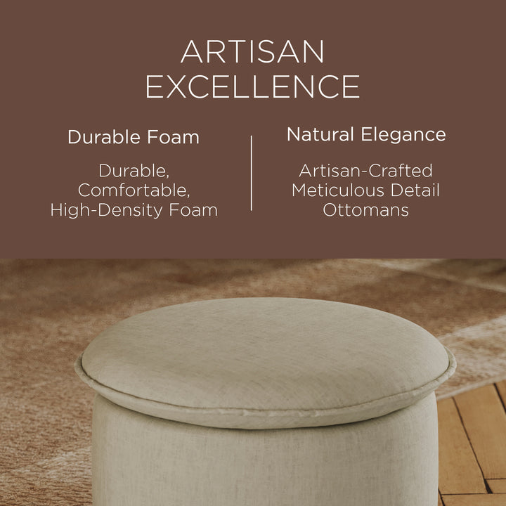 Maven Lane Lyra Contemporary Ottoman in Dove Fabric Upholstery - VMInnovations