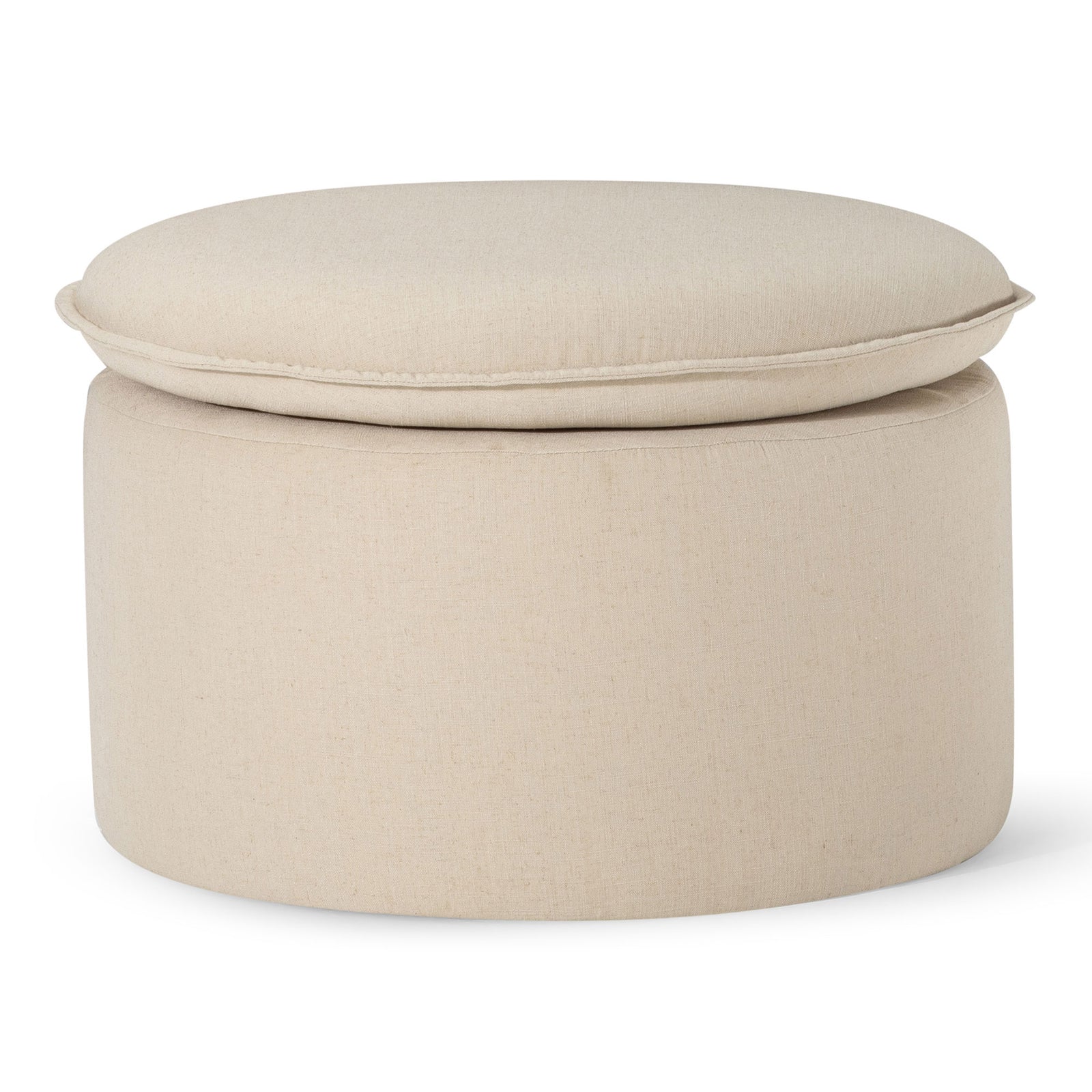 Maven Lane Lyra Contemporary Ottoman in Taupe Fabric Upholstery - VMInnovations