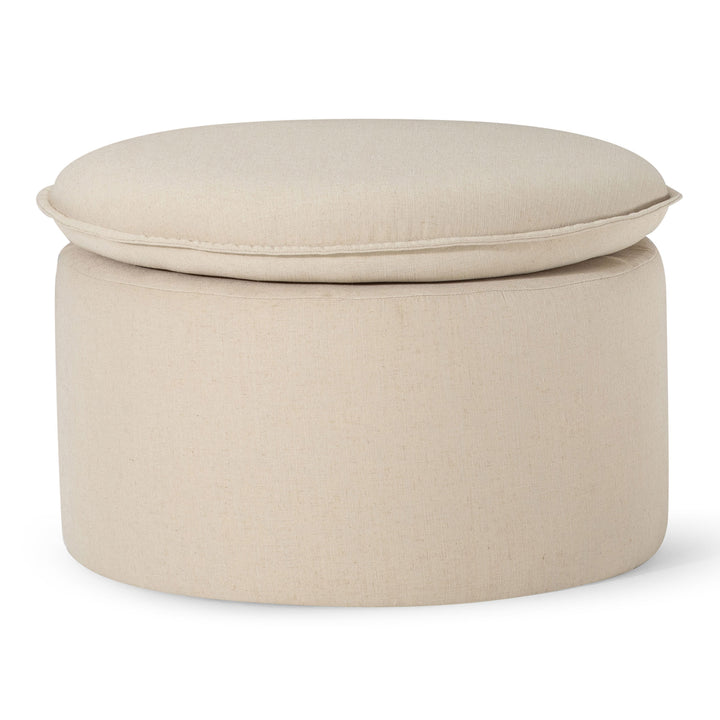 Maven Lane Lyra Contemporary Ottoman in Taupe Fabric Upholstery - VMInnovations