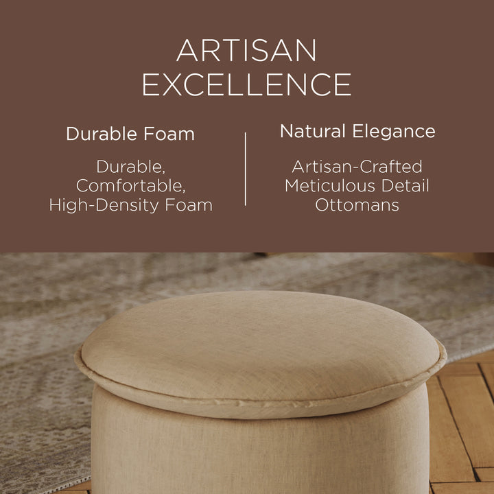 Maven Lane Lyra Contemporary Ottoman in Taupe Fabric Upholstery - VMInnovations