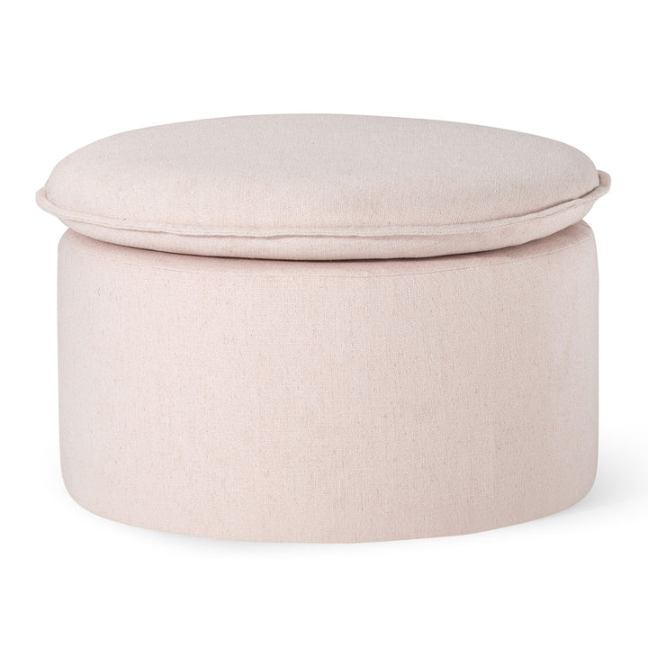 Maven Lane Lyra Contemporary Ottoman in Cream Fabric Upholstery - VMInnovations