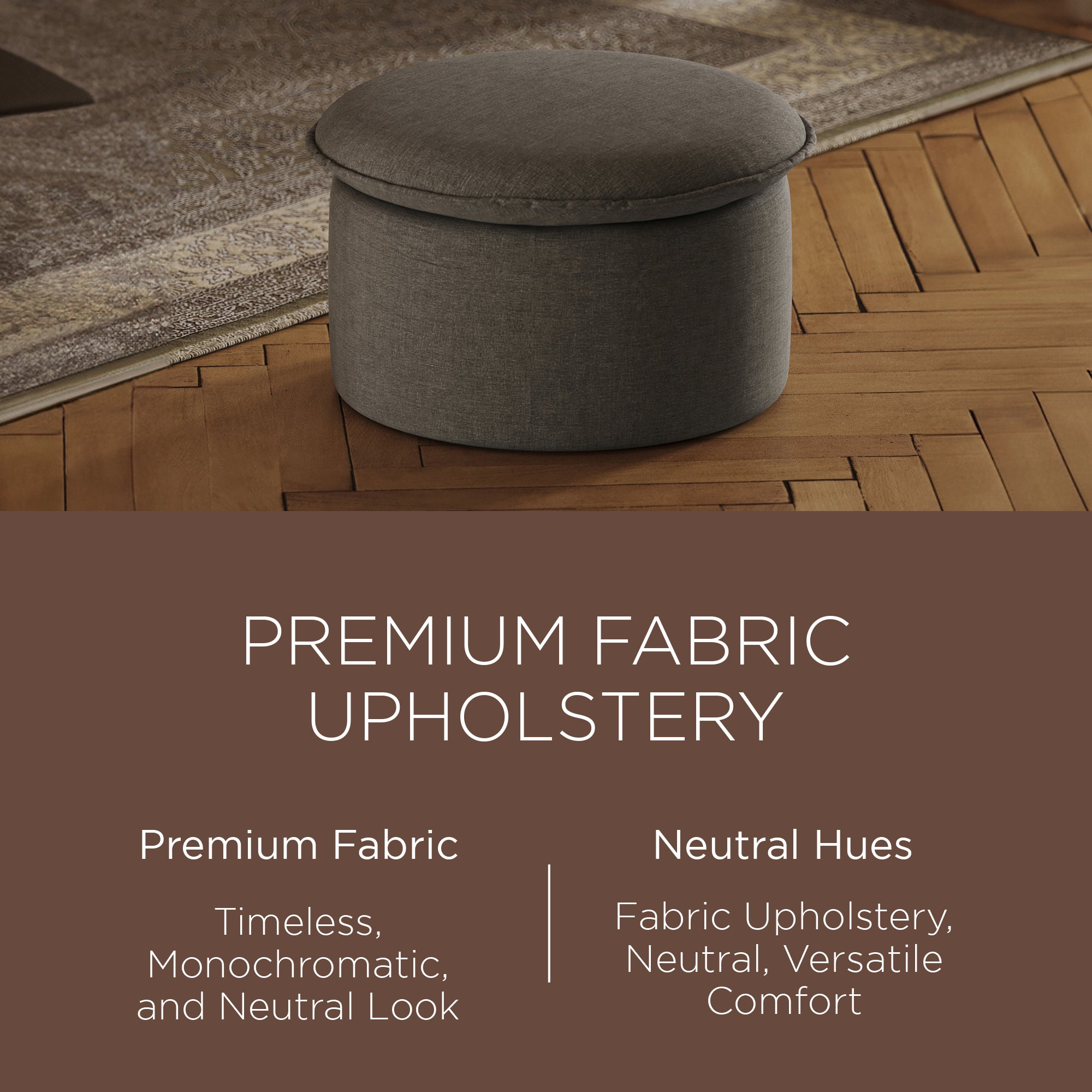 Maven Lane Lyra Contemporary Ottoman in Slate Fabric Upholstery (Open Box) - VMInnovations
