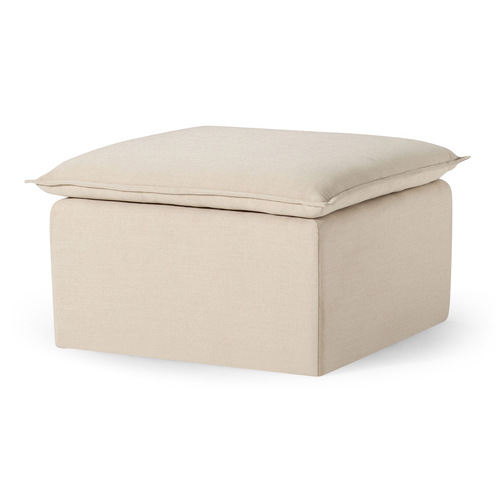 Maven Lane Claude Rustic Ottoman in Taupe Fabric Upholstery - VMInnovations
