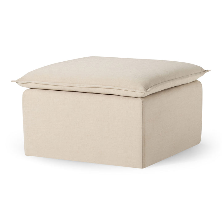 Maven Lane Claude Rustic Ottoman in Taupe Fabric Upholstery - VMInnovations