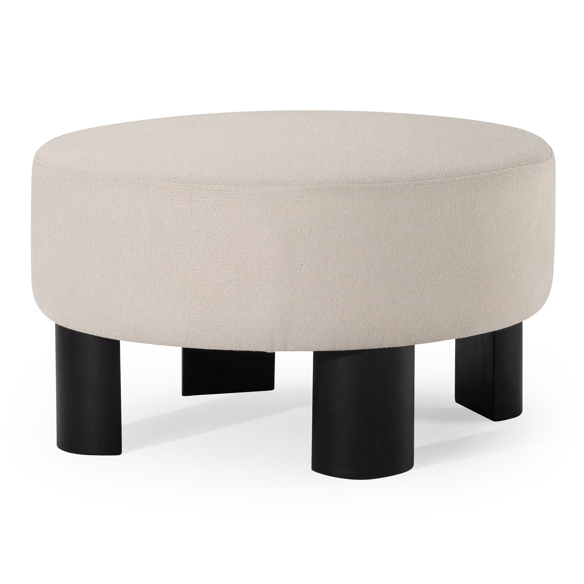 Maven Lane Celia Contemporary Upholstered Ottoman with Refined Black Wood Finish - VMInnovations