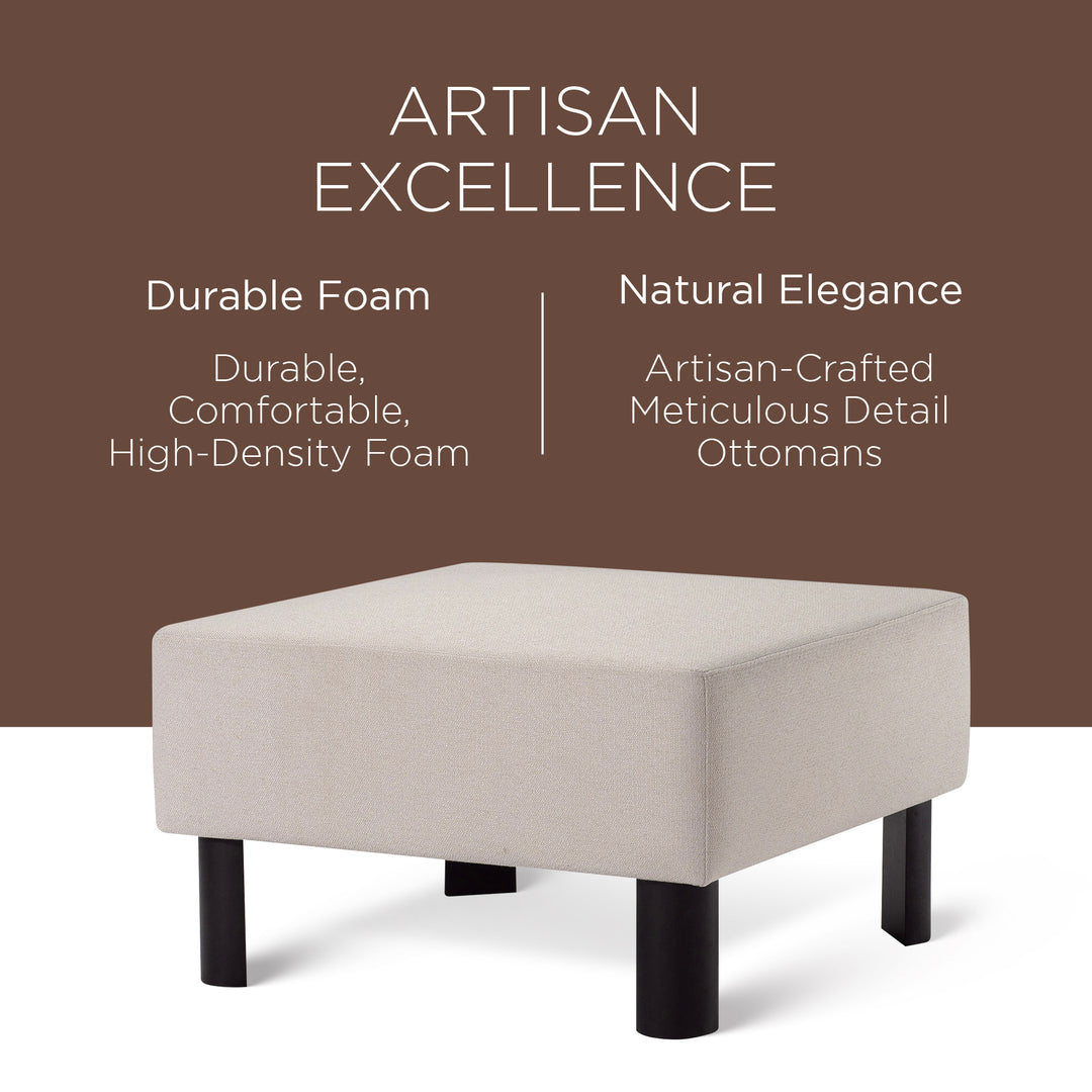 Maven Lane Contemporary Upholstered Ottoman w/Refined Black Wood Finish (Used) - VMInnovations