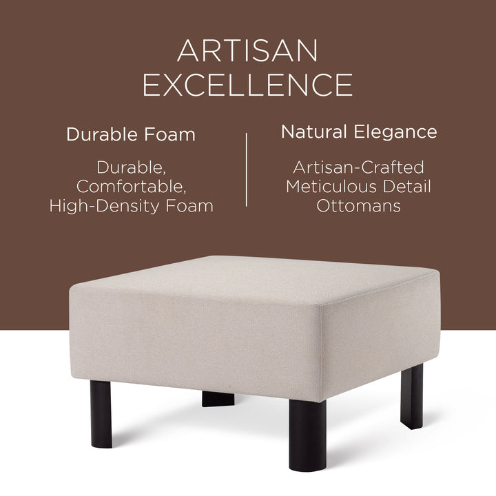 Maven Lane Contemporary Upholstered Ottoman w/Refined Black Wood Finish (Used) - VMInnovations