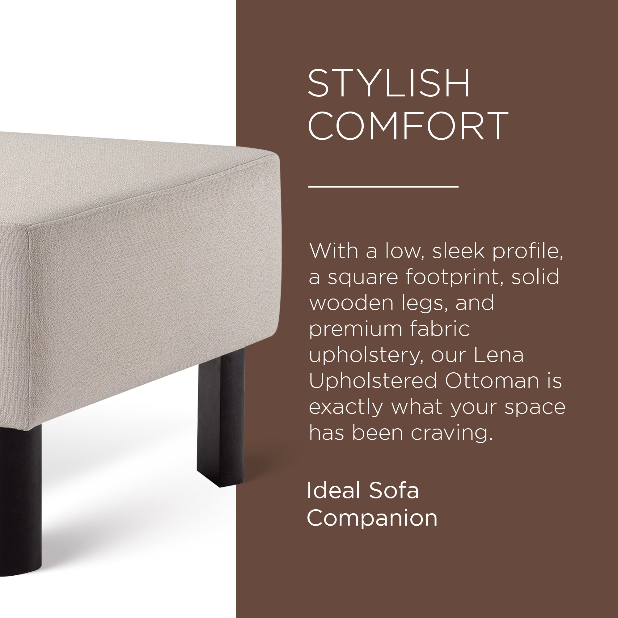 Maven Lane Contemporary Upholstered Ottoman w/Refined Black Wood Finish (Used) - VMInnovations