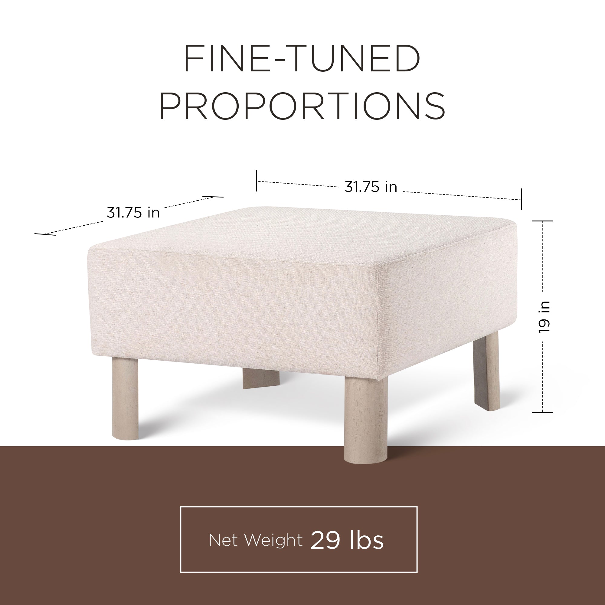Maven Lane Lena Contemporary Upholstered Ottoman (Used) - VMInnovations
