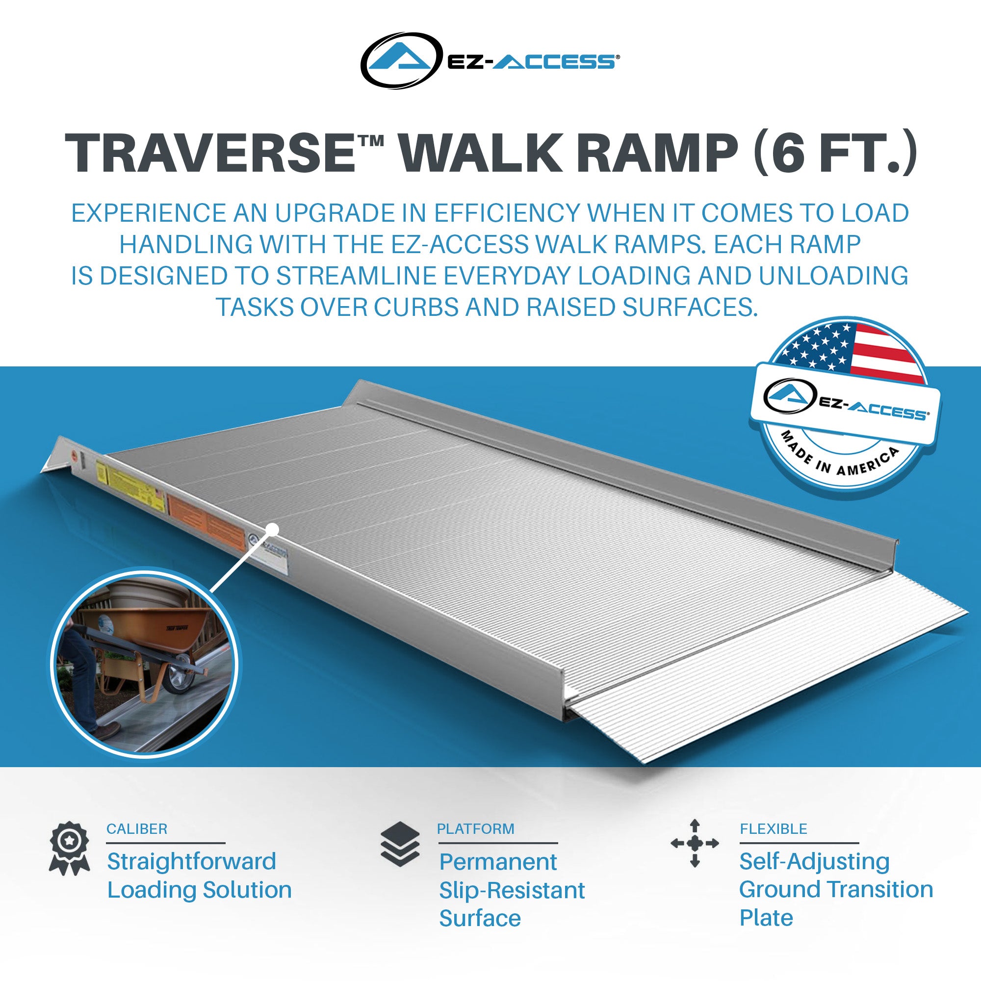 EZ-ACCESS 6Ft Walk Ramp w/Textured Surface & Hook/Strap Attachment(Used) - VMInnovations