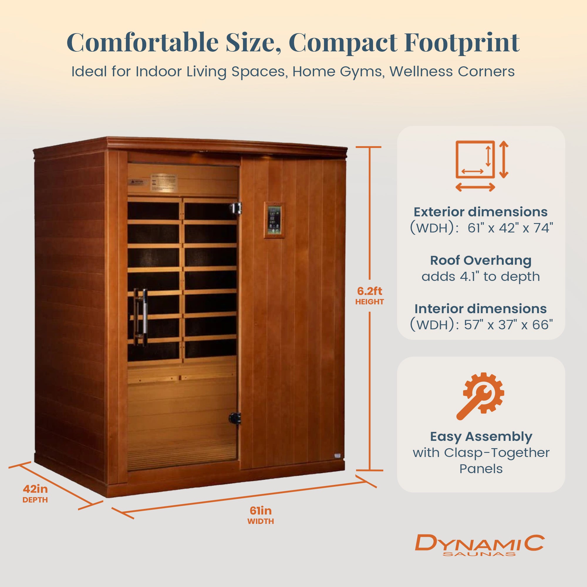 Dynamic Saunas Madrid Elite 3 Person Ultra Low EMF Infrared Lighting Home Sauna