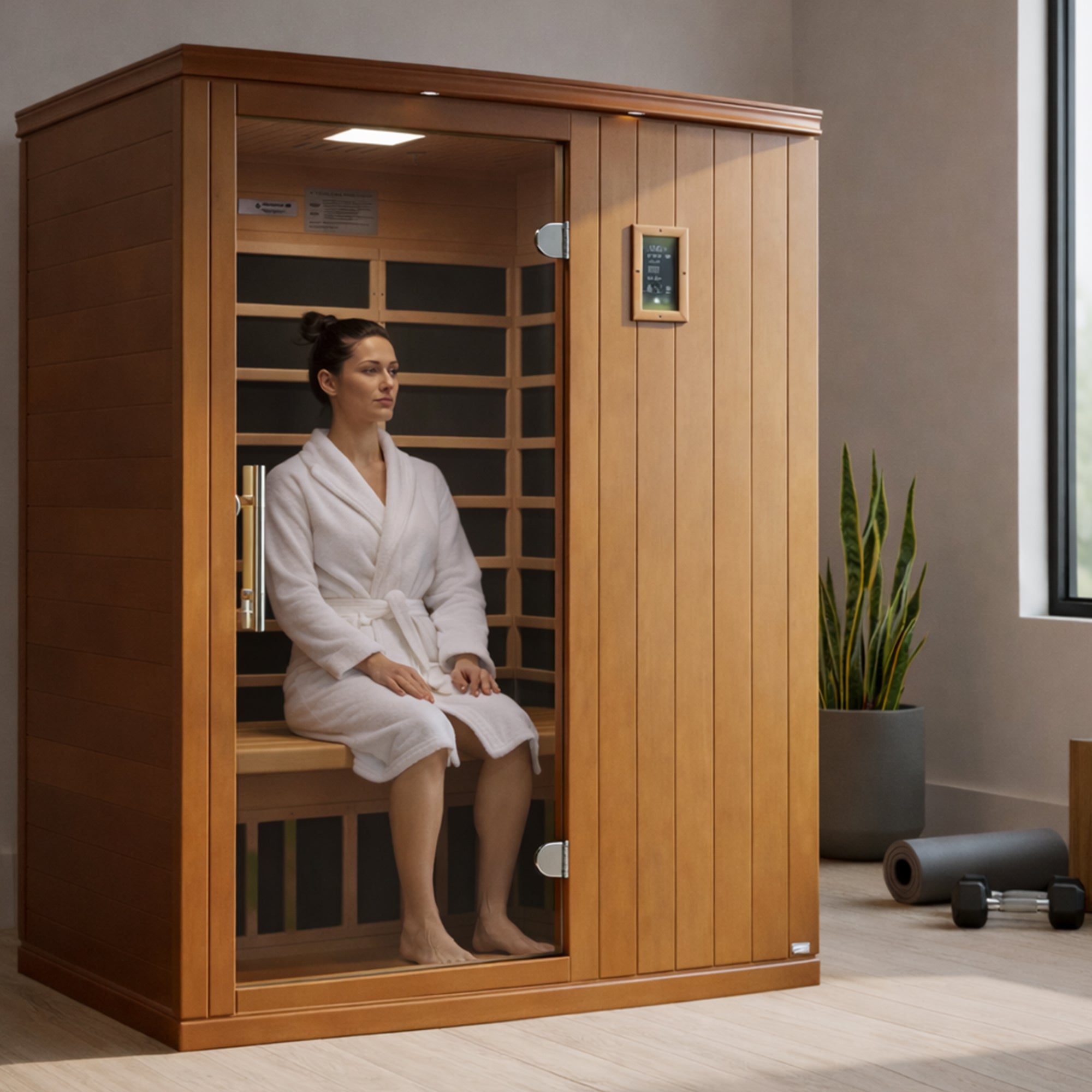 Dynamic Saunas Madrid Elite 3 Person Ultra Low EMF Infrared Lighting Home Sauna