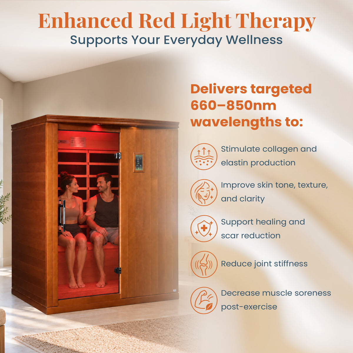 Dynamic Saunas Madrid Elite 3 Person Ultra Low EMF Infrared Lighting Home Sauna