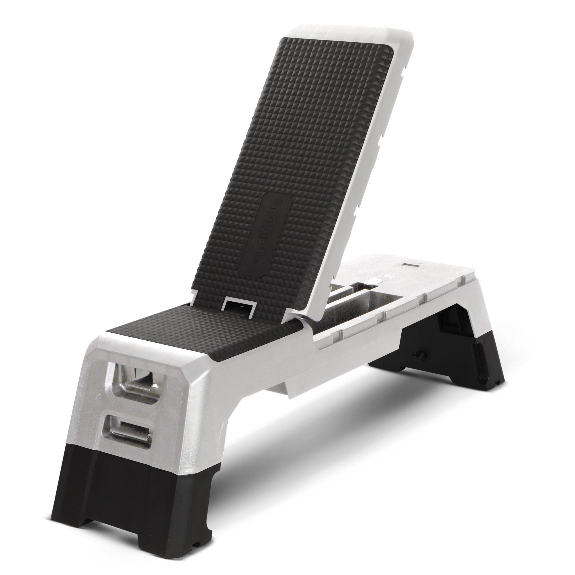 HolaHatha Multifunctional Fitness Aerobic Deck w/Storage, Silver (Open Box) - VMInnovations