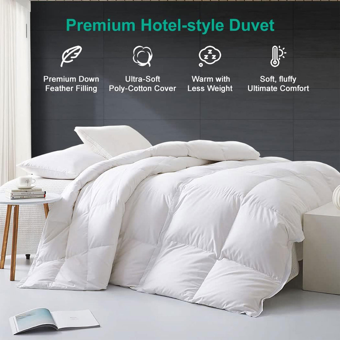 APSMILE Luxurious Feathers Down Full Queen Duvet Insert Comforter, White - VMInnovations