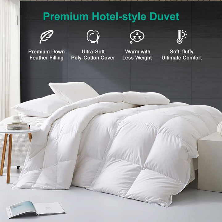 APSMILE Luxurious Feathers Down Full Queen Duvet Insert Comforter, White - VMInnovations