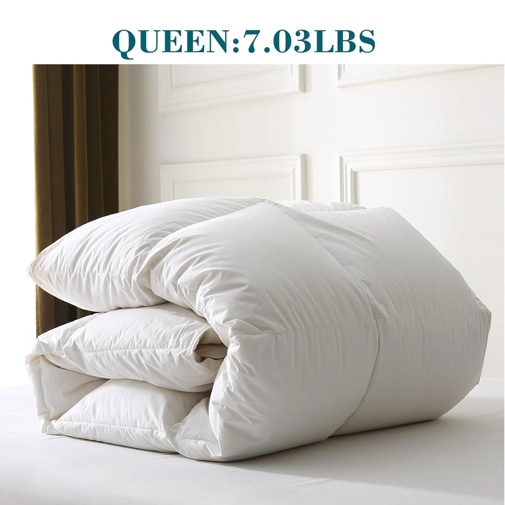 BPC 90x90” Queen Sized Lightweight Feathers Down Comforter, White (Open Box) - VMInnovations