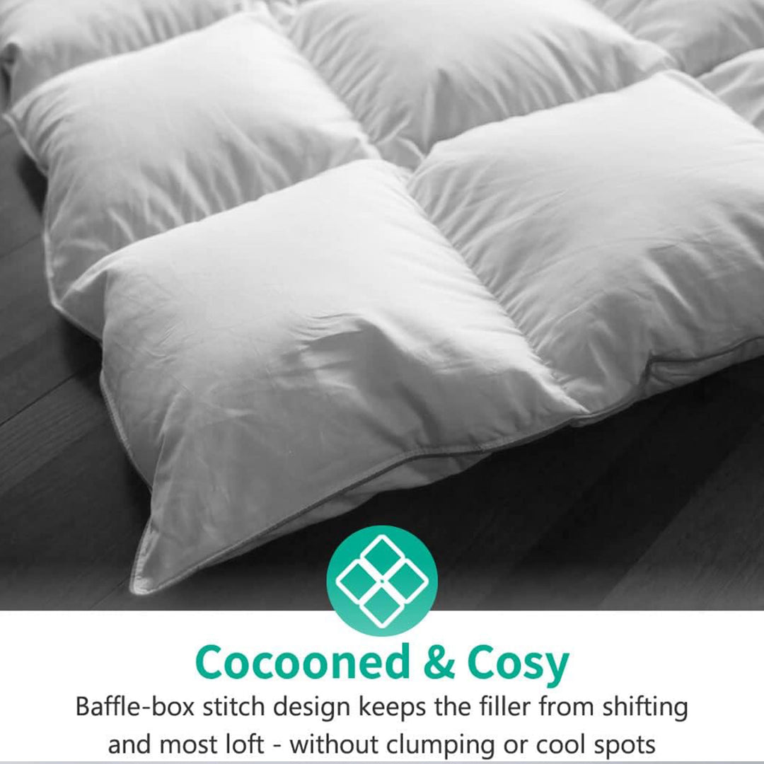 APSMILE Queen Size Heavyweight Feathers Down Poly Cotton Duvet Comforter, White - VMInnovations