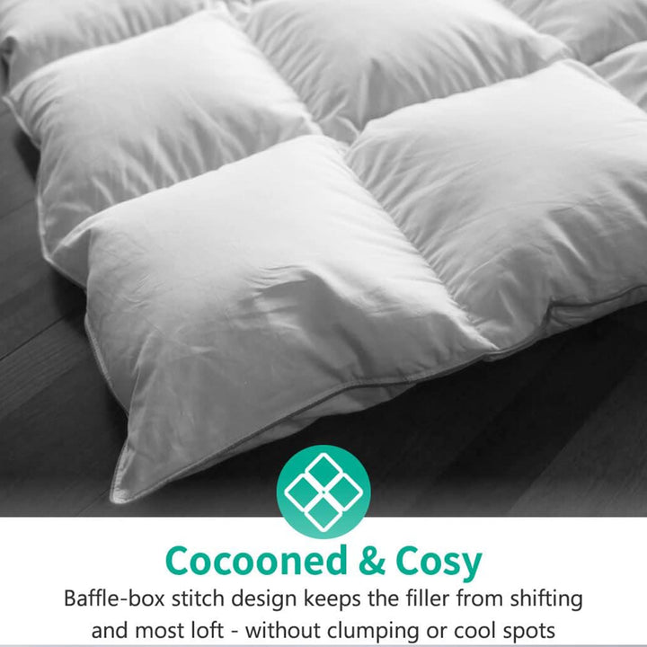 APSMILE Queen Size Heavyweight Feathers Down Poly Cotton Duvet Comforter, White - VMInnovations
