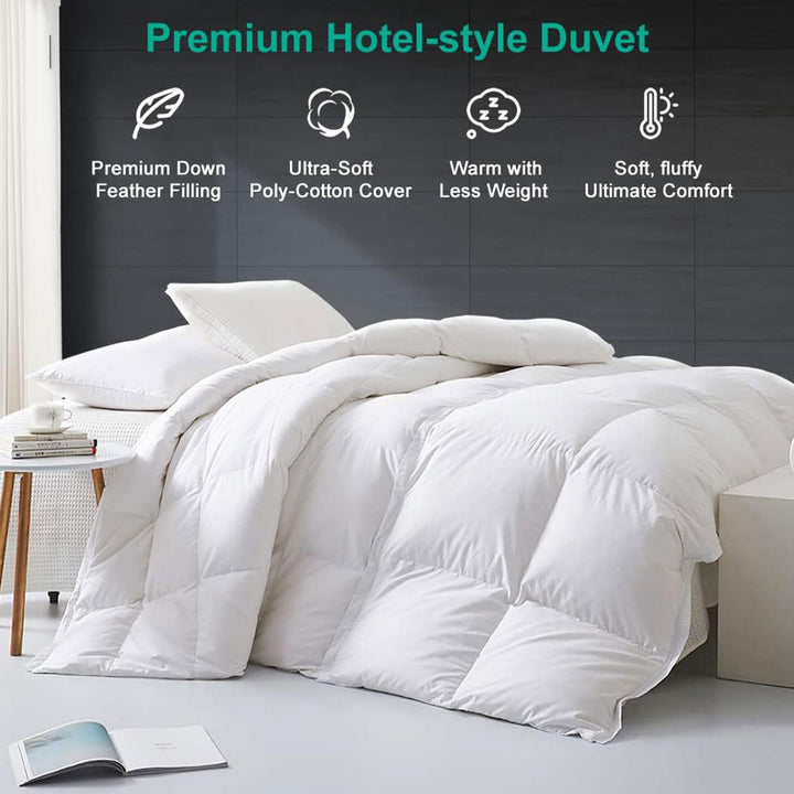 APSMILE Luxurious Feathers Down California King Duvet Insert Comforter, White - VMInnovations