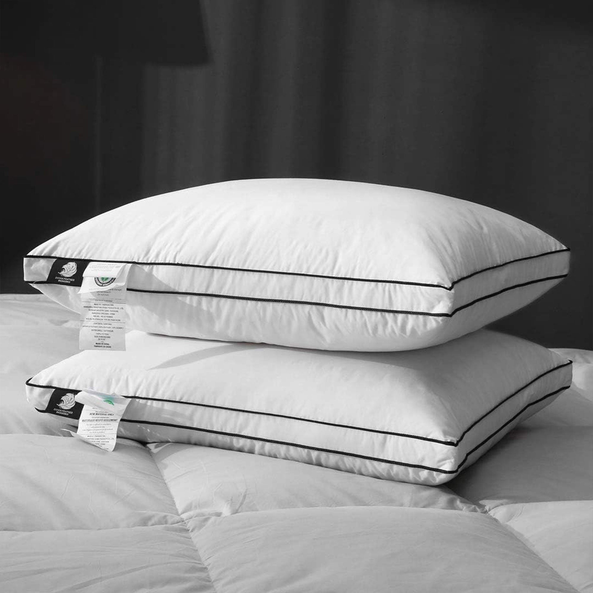 APSMILE Goose Feathers & Down Pillow w/Ultra Soft Cotton for Side Sleepers(Used) - VMInnovations