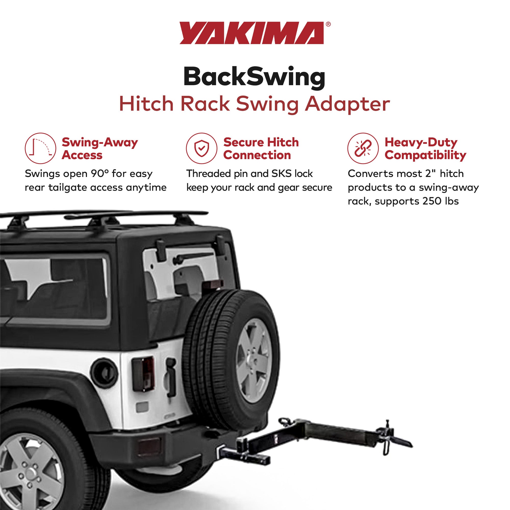 Yakima BackSwing Hitch Rack Swing Away Adapter, Compatible w/HoldUp EVO, Black