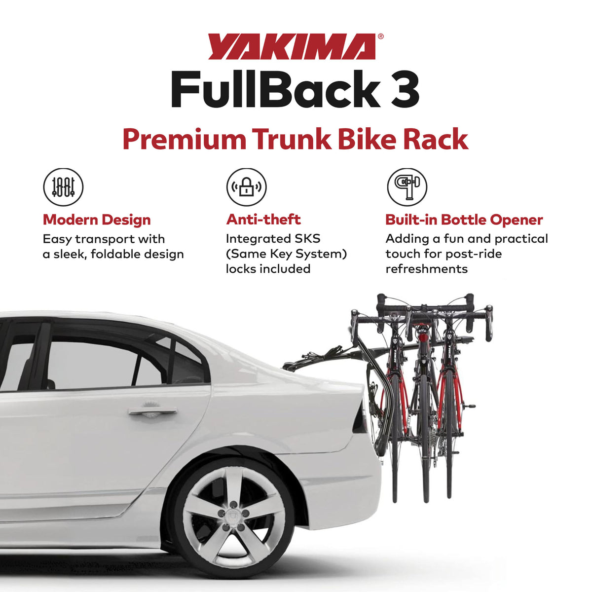 Yakima 3 Bike Capacity Trunk Bike Strap Rack with ZipStrips, Black (For Parts)