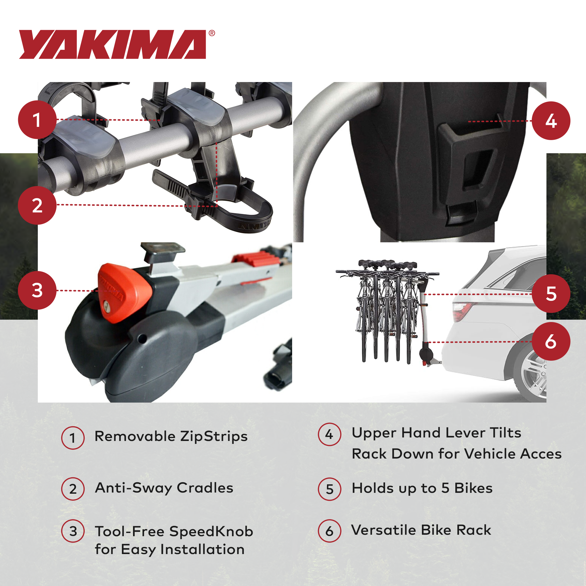 Yakima RidgeBack Tilt Away Hitch Bike Rack Holds 5; for Cars, SUVs, Trucks(Used) - VMInnovations