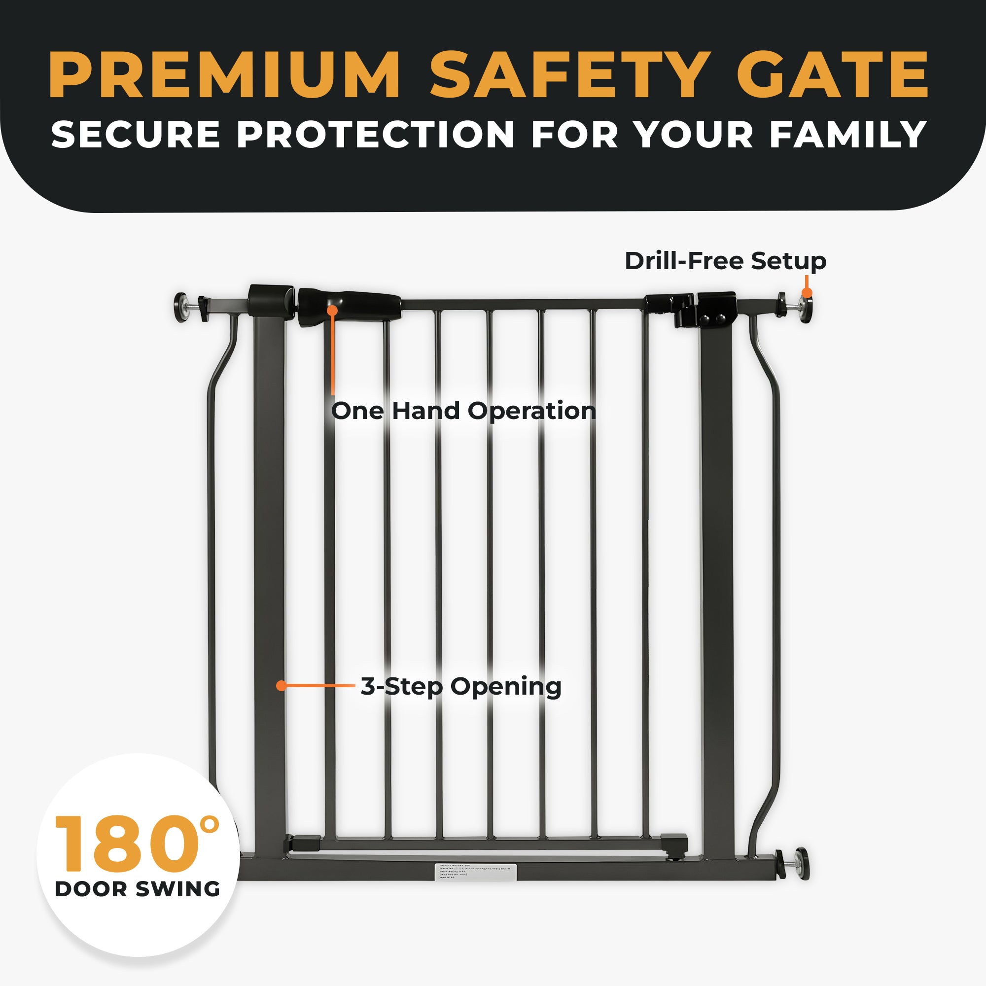 BalanceFrom Walk-Thru Safety Gate for Baby and Pets, 29.1-33.8"W, 30"H, Graphite