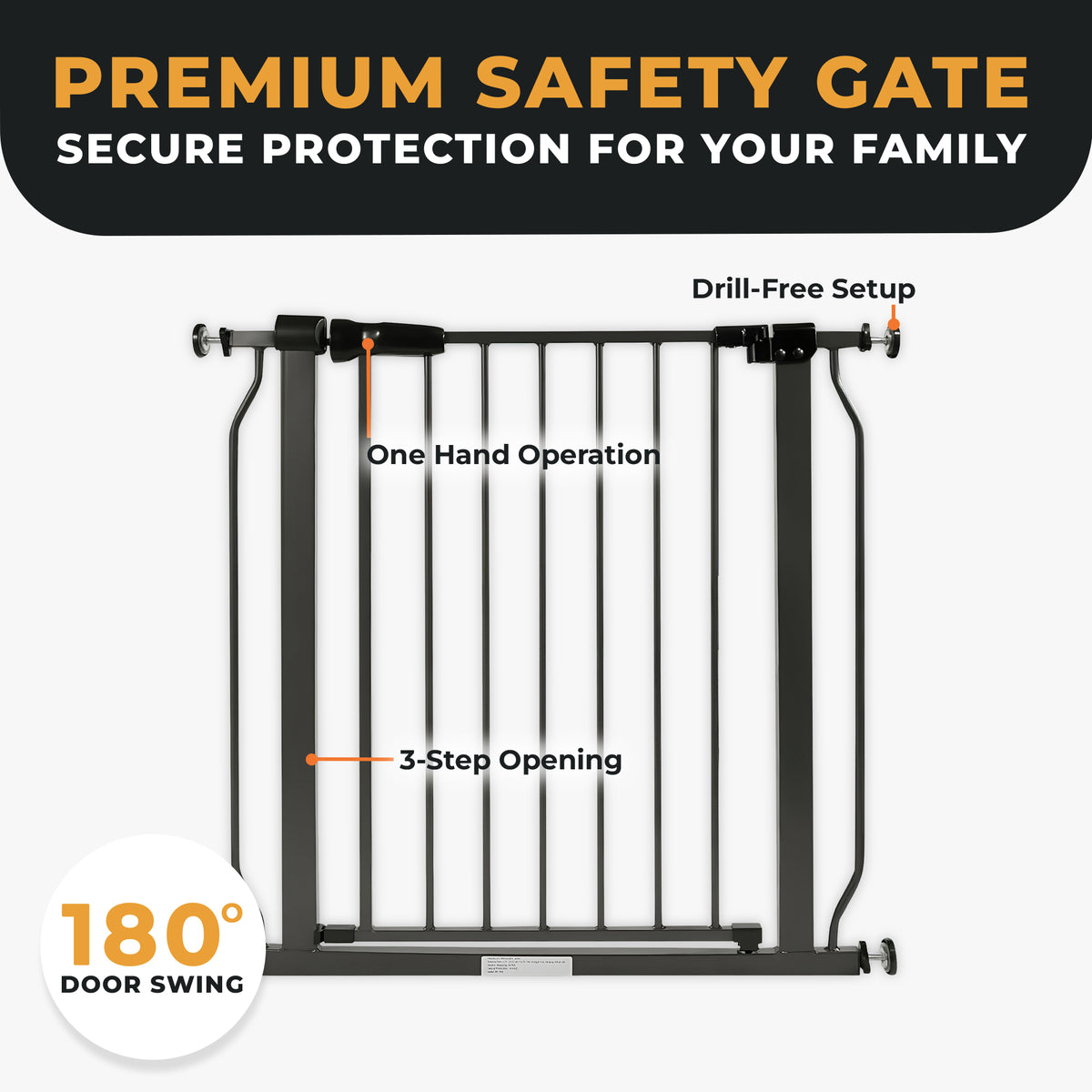 BalanceFrom Walk-Thru Baby/Pet Safety Gate, 29.1-33.8"W, 30"H Graphite(Open Box)