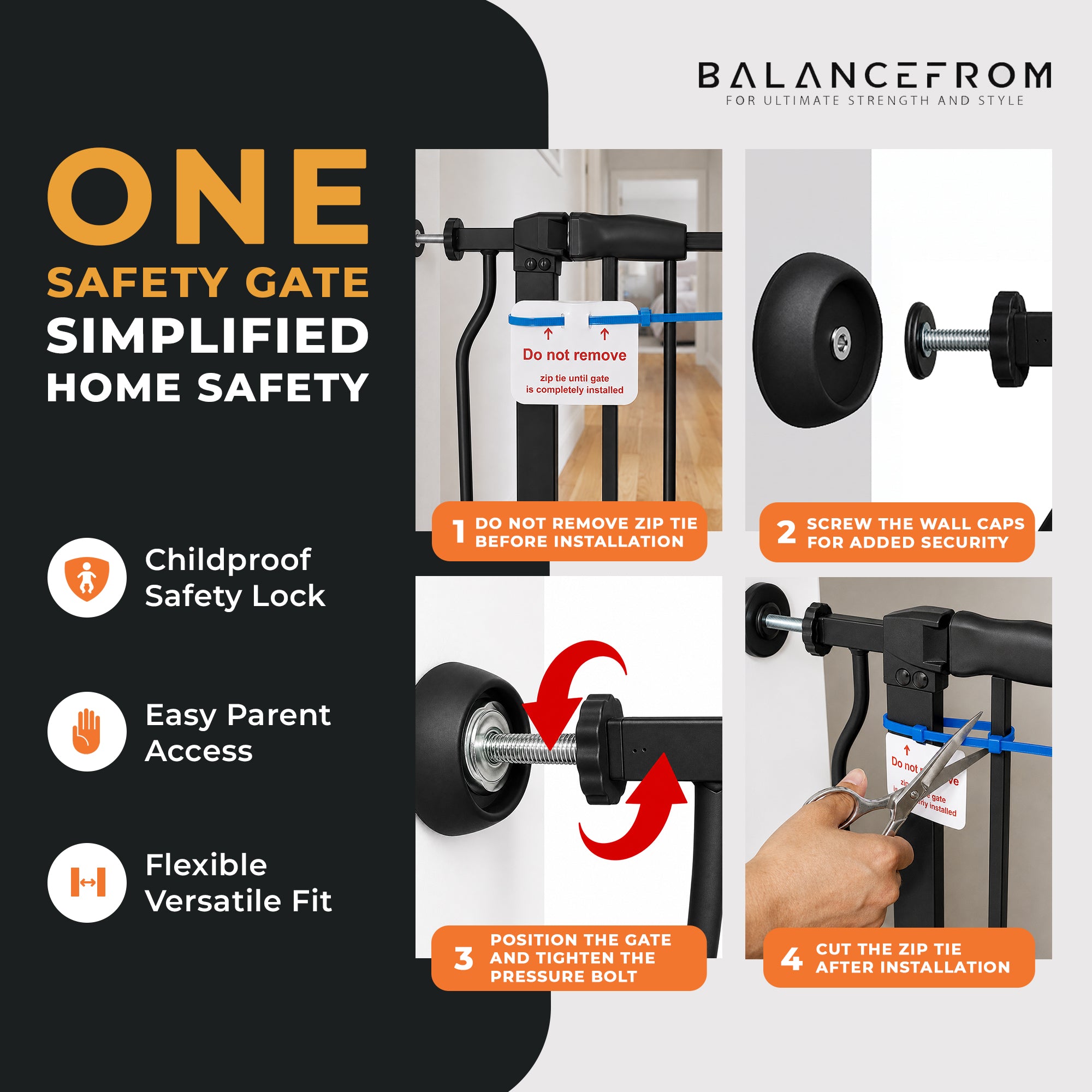 BalanceFrom Walk-Thru Safety Gate, 29.1-33.8"W, 30"H, Graphite (Used) - VMInnovations