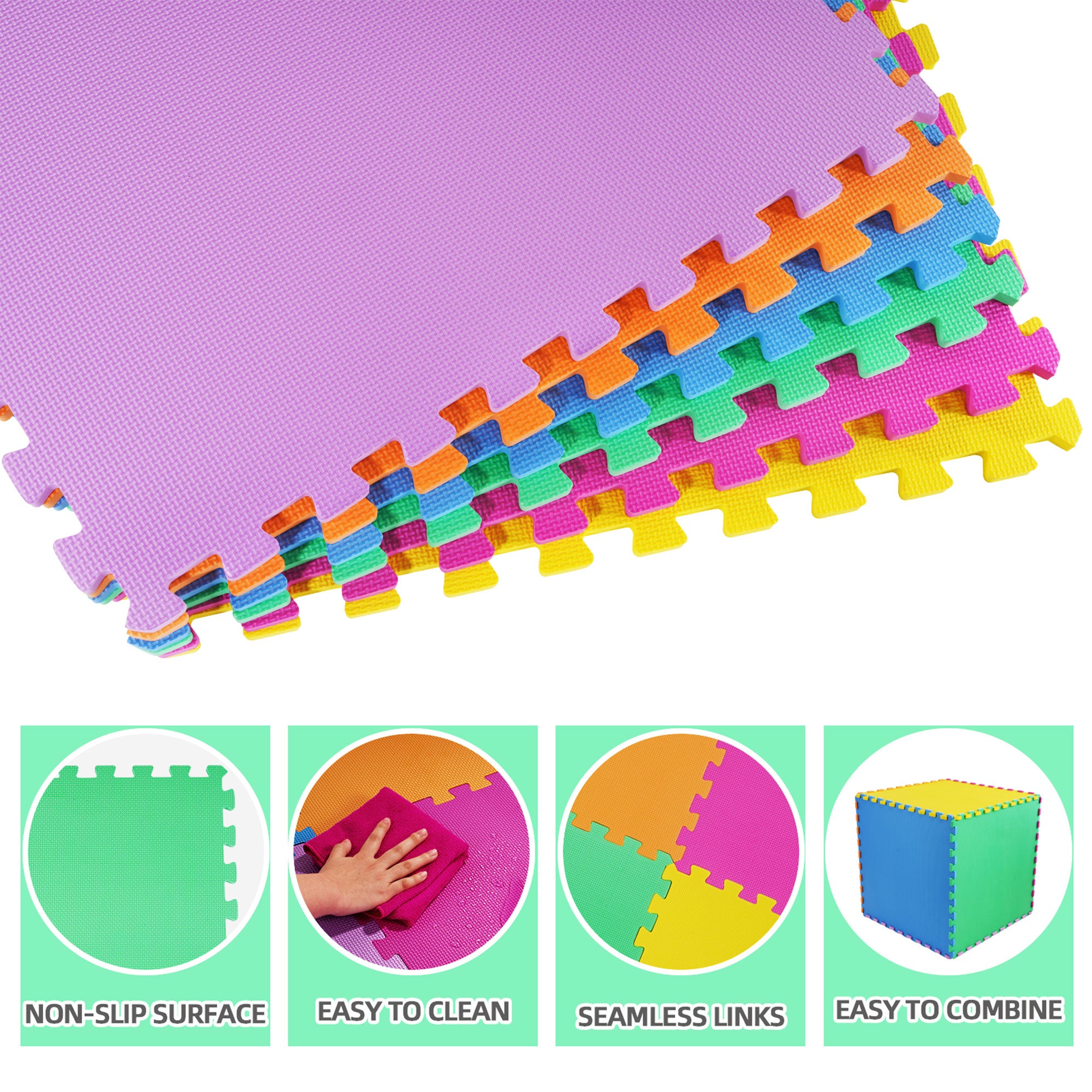 BalanceFrom 144 Sq Ft Interlocking EVA Foam Exercise Mat Tiles, Multi (Used) - VMInnovations