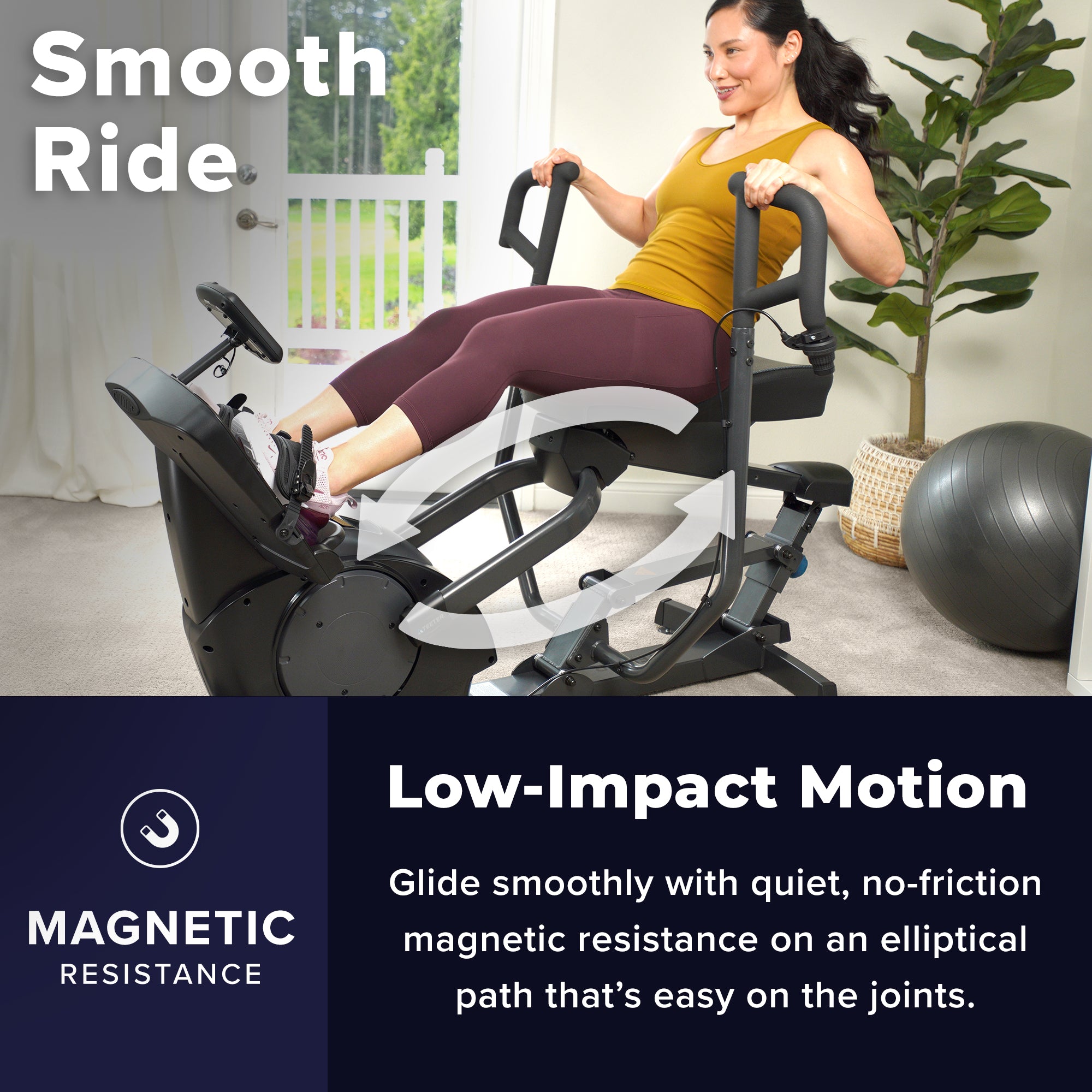 TEETER Power10 Elliptical Rower Magnetic Resistance Workout Machine w/ Bluetooth - VMInnovations