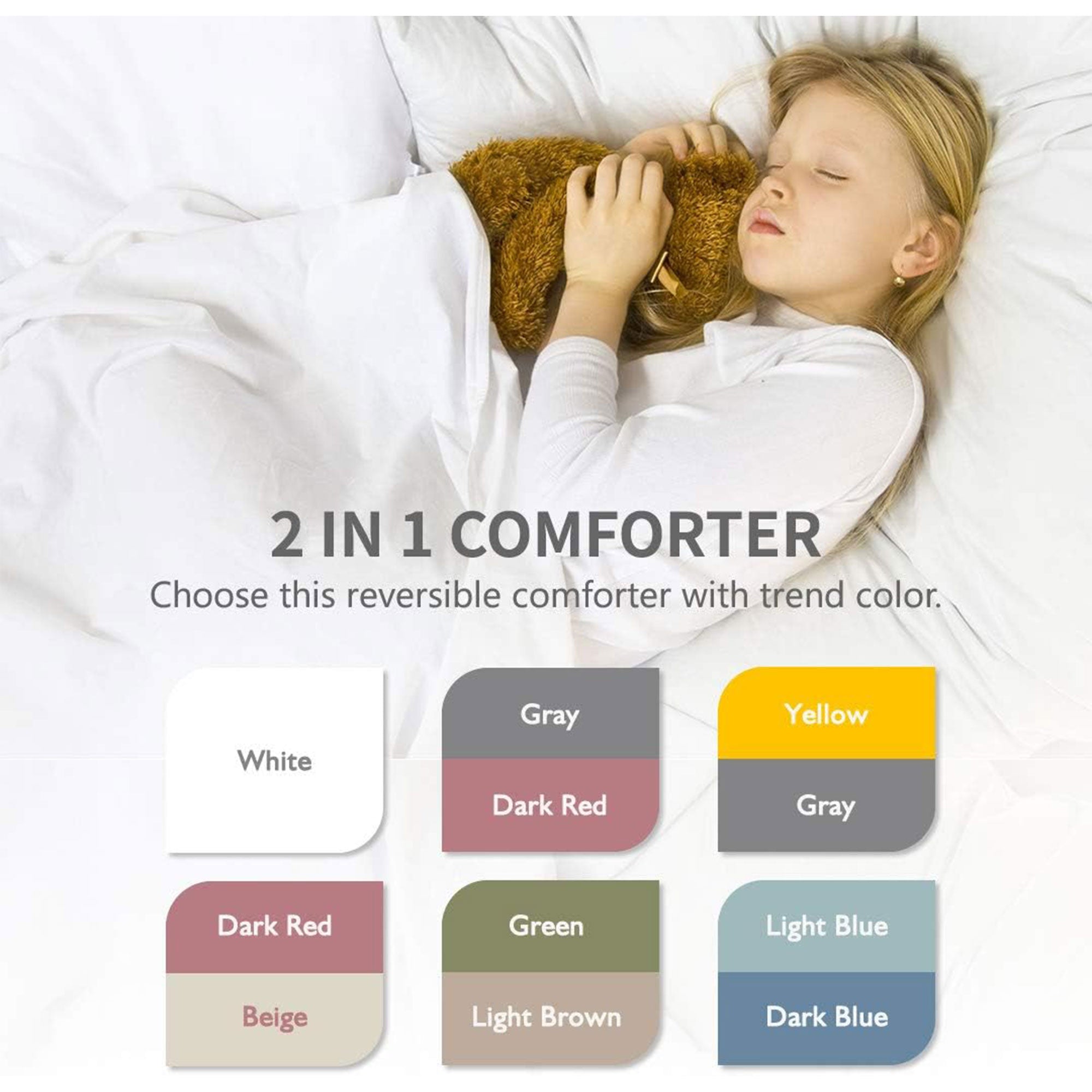 APSMILE Reversible All Season Down Full King Comforter, Light Blue (Open Box) - VMInnovations