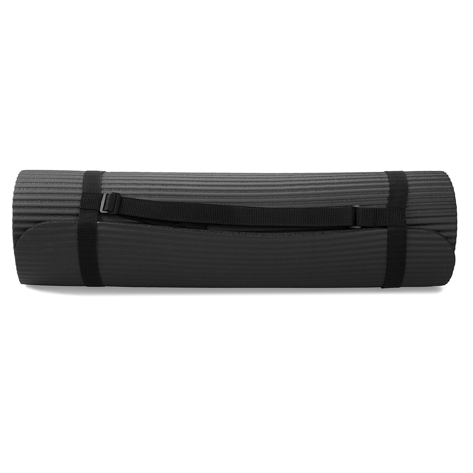 BalanceFrom Fitness 7pc Yoga Set with Mat, Stretch Strap & Knee Pad, Black(Used) - VMInnovations