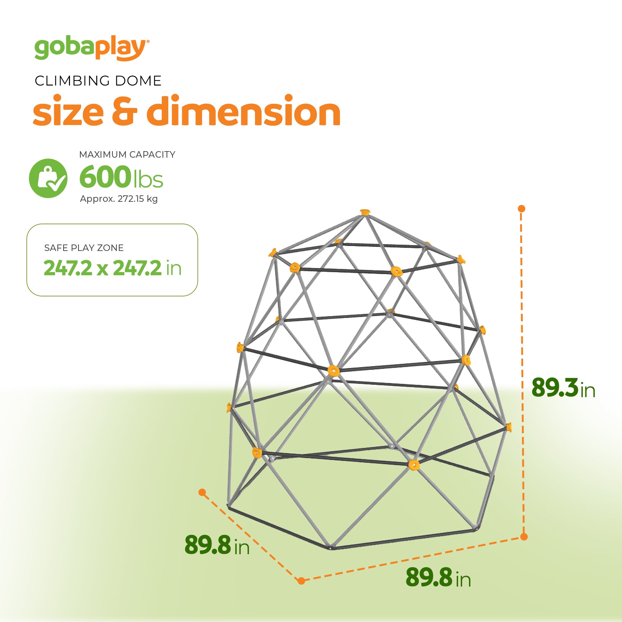 gobaplay SummitPro Climbing Dome – 7.5ft Heavy Duty Kids Climber with Hand Grips