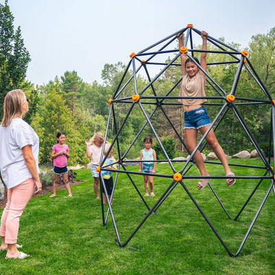 gobaplay Large Powder Coated Steel Geometric Climbing Dome with 3 Sleek Anchors