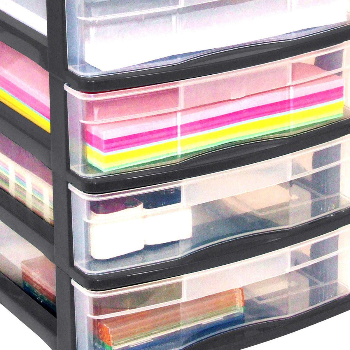 Gracious Living 4 Drawer Desktop Office Storage Unit w/Organizer Lid,Black(Used) - VMInnovations