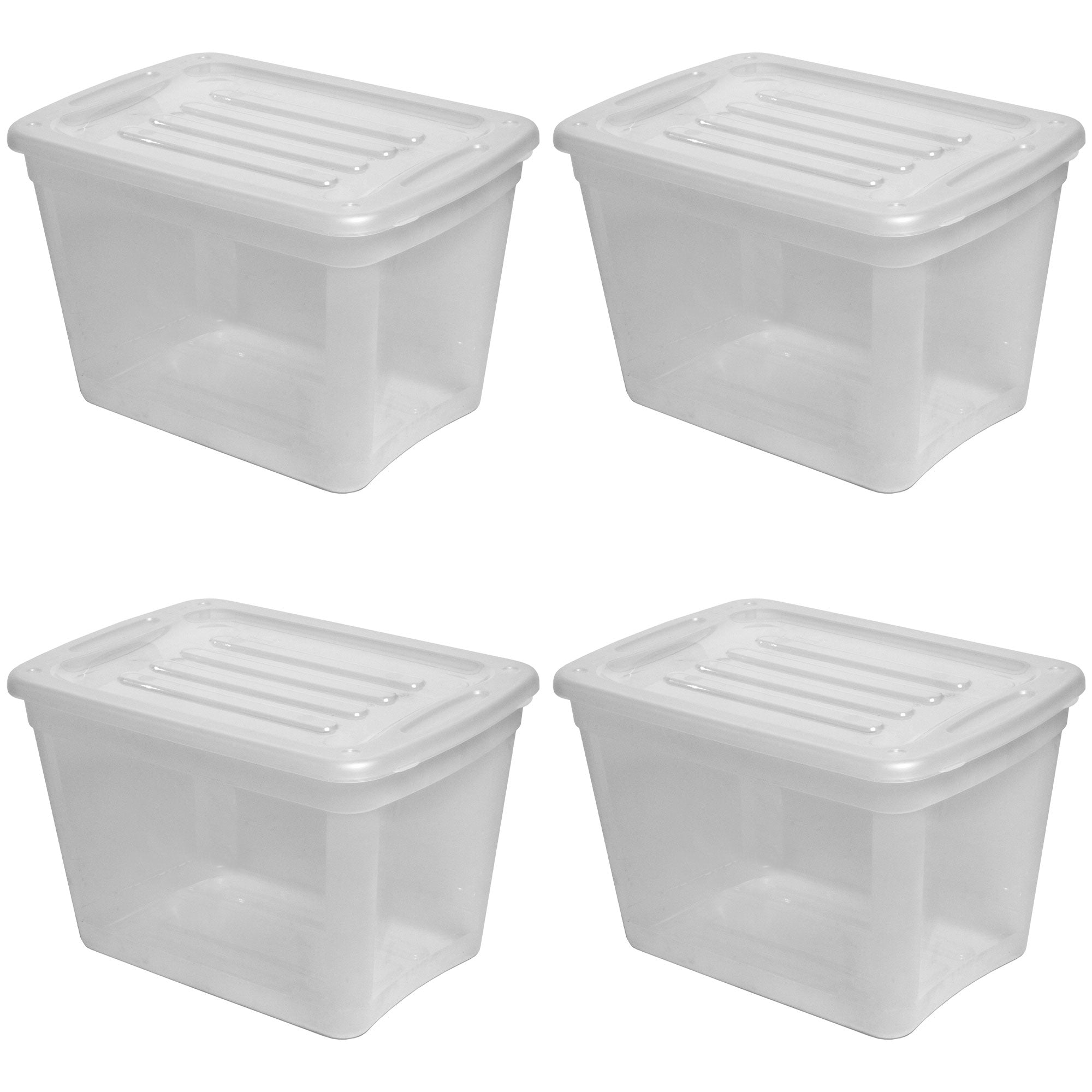 Gracious Living 10 gal Stackable Storage Container Bin w/Lid, Clear (4 Pack)