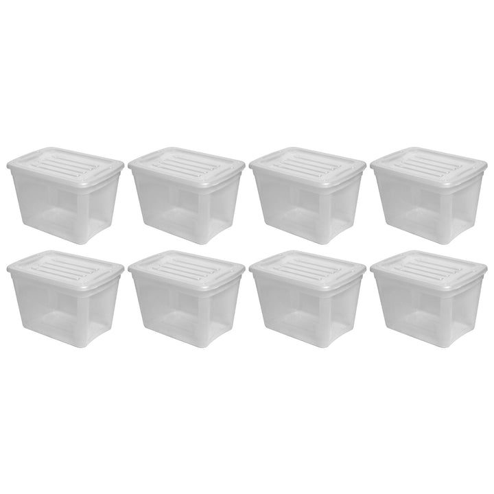 Gracious Living 10 gal Stackable Storage Container Bin w/Lid, Clear (8 Pack) - VMInnovations