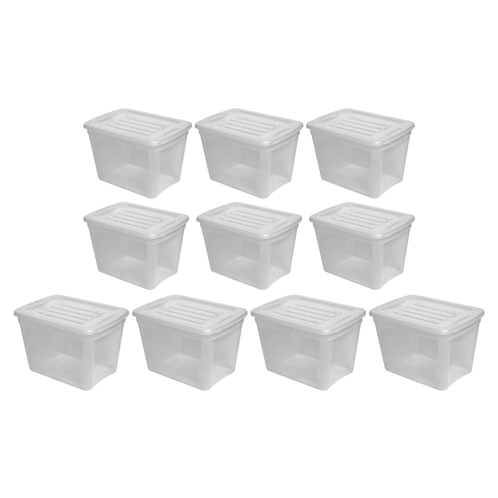 Gracious Living 10 gal Stackable Storage Container Bin w/Lid, Clear (10 Pack) - VMInnovations