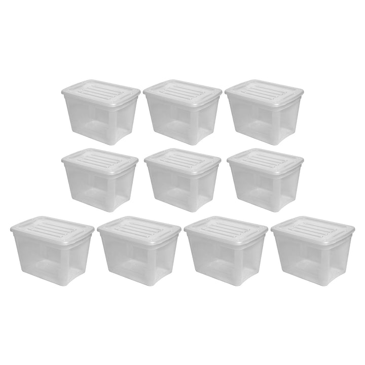 Gracious Living 10 gal Stackable Storage Container Bin w/Lid, Clear (10 Pack) - VMInnovations
