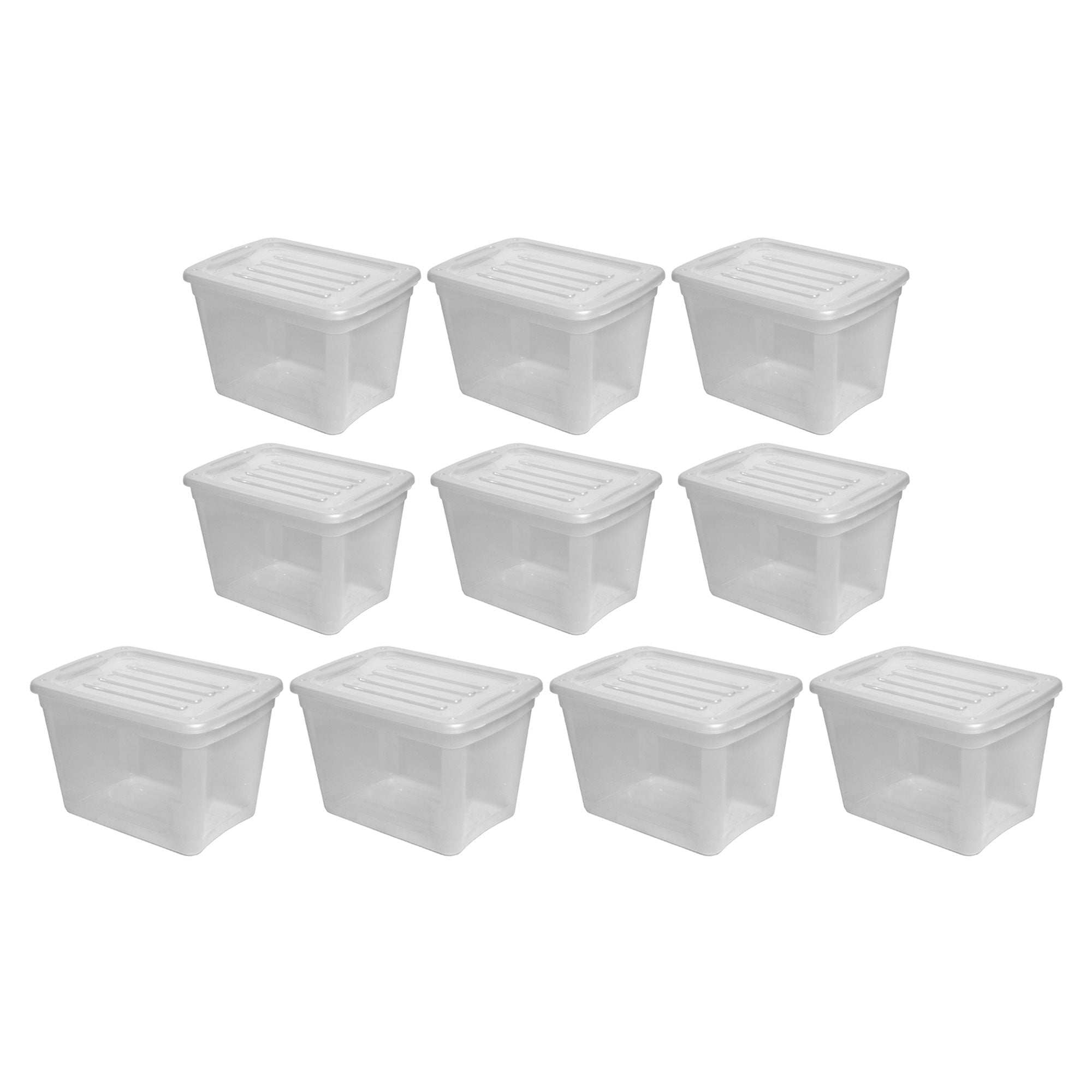 Gracious Living 10 gal Stackable Storage Container Bin w/Lid, Clear (10 Pack) - VMInnovations