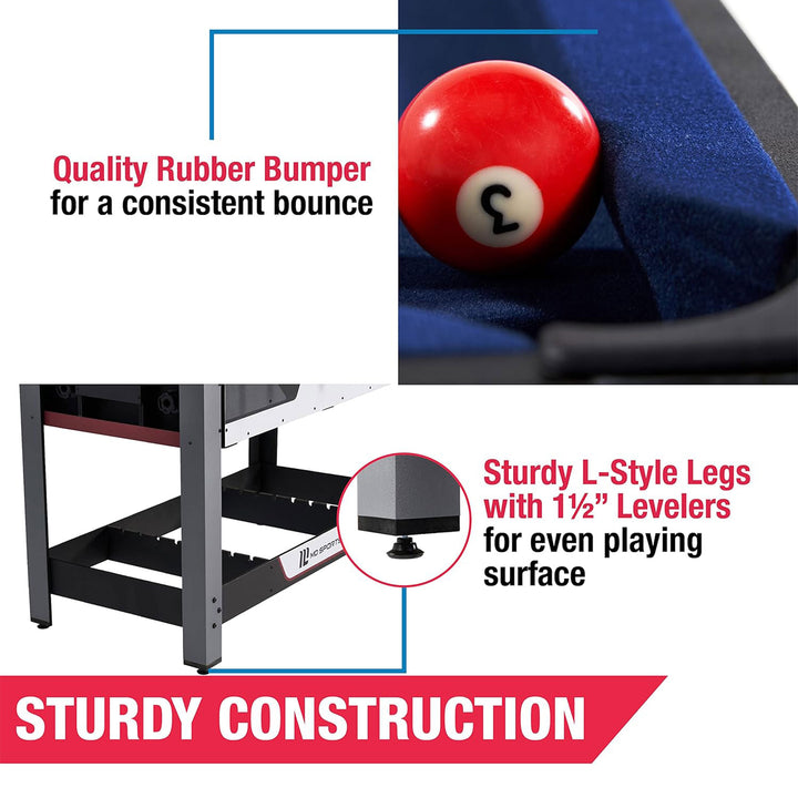MD Sports 48 Inch 2 in 1 Billiards&Foosbal Swivel Table w/Accessories(For Parts) - VMInnovations