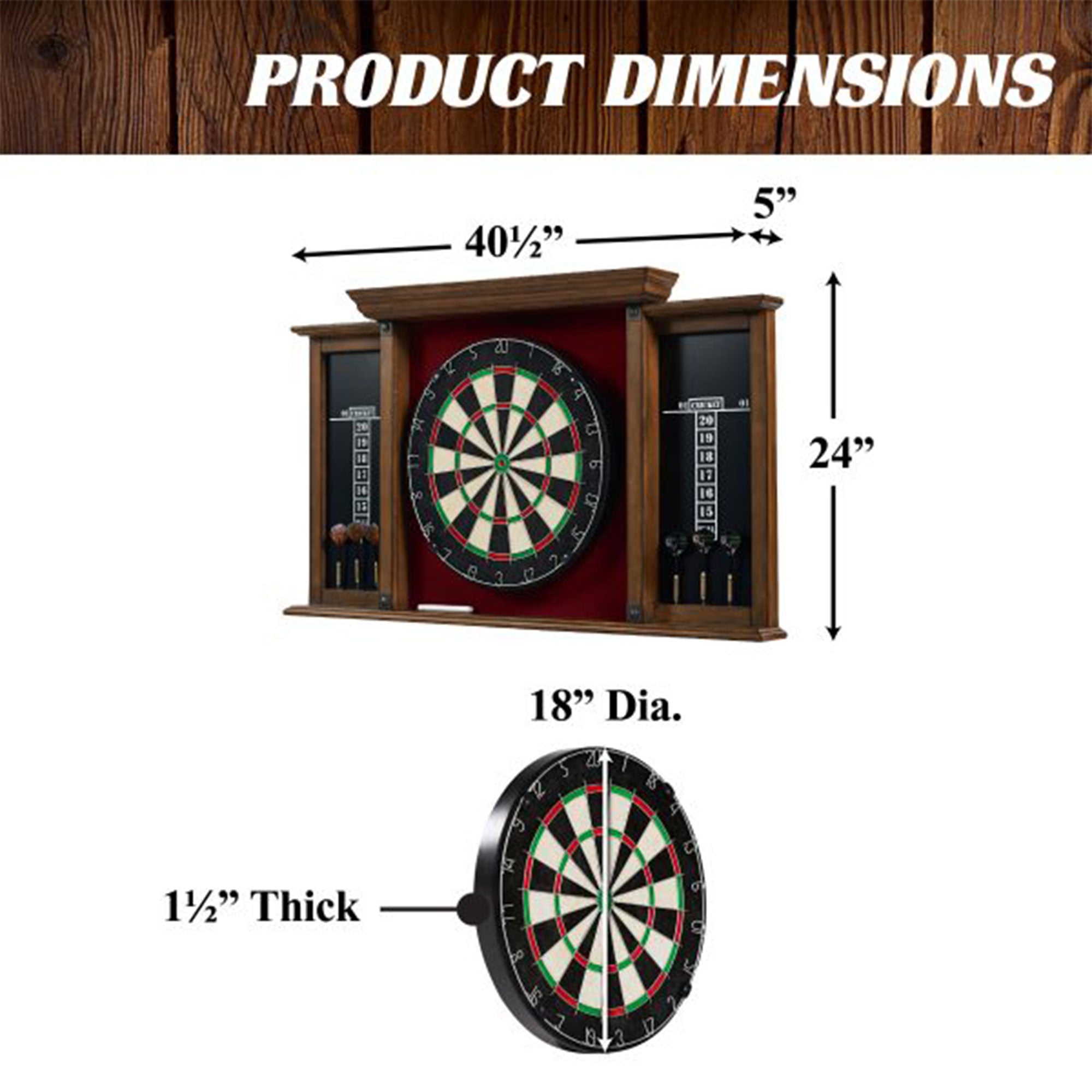 Barrington Billiards 18" Premium Dartboard Cabinet Set with Darts (For Parts) - VMInnovations
