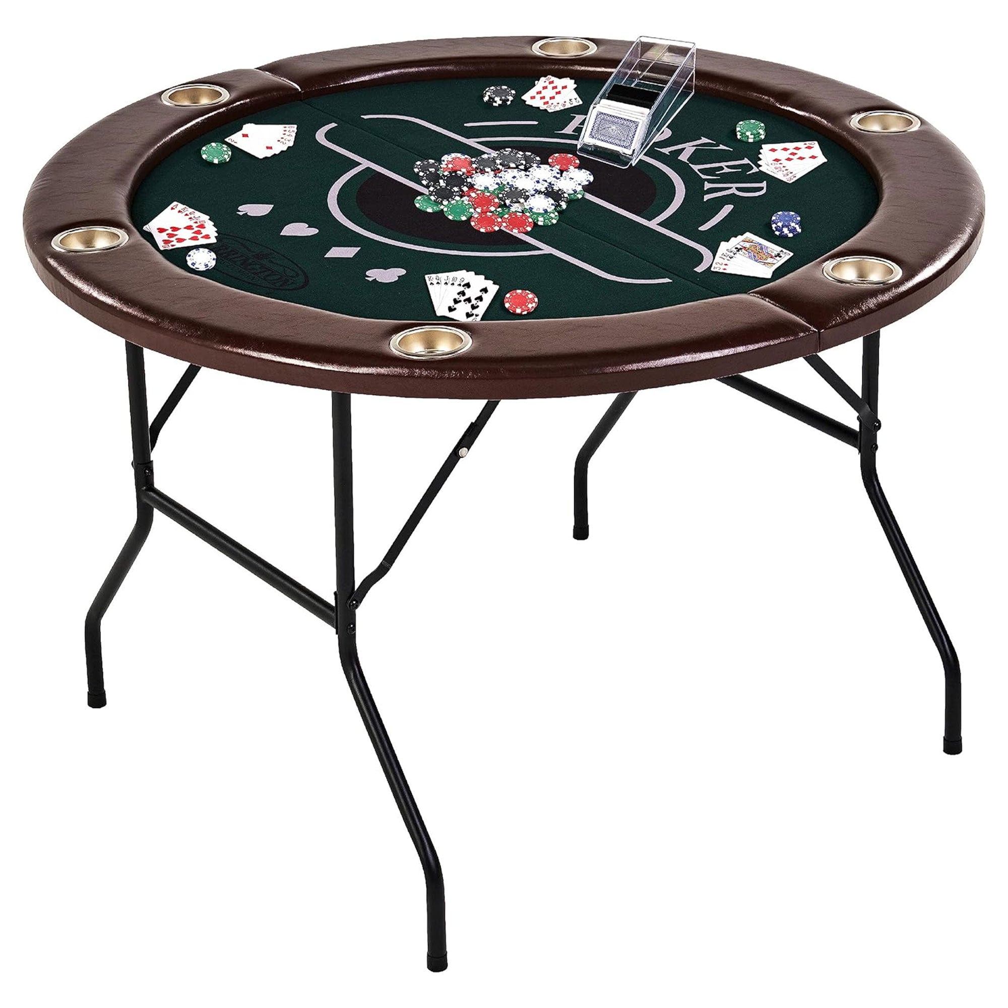 Barrington Billiards 6 Player Poker Table with Rails, Cup Holders, Chips & Cards